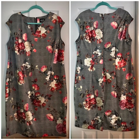 Stunning Sheath Dress w/Flowers.  ACI 18W - Picture 1 of 2